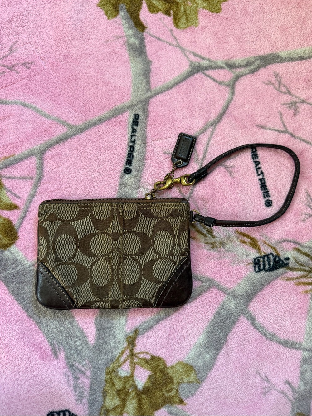 Coach Brown Signature Canvas Wristlet